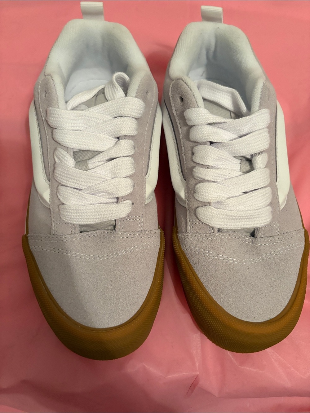 Vans Women's White and Gum Low-Top Skate Sneakers